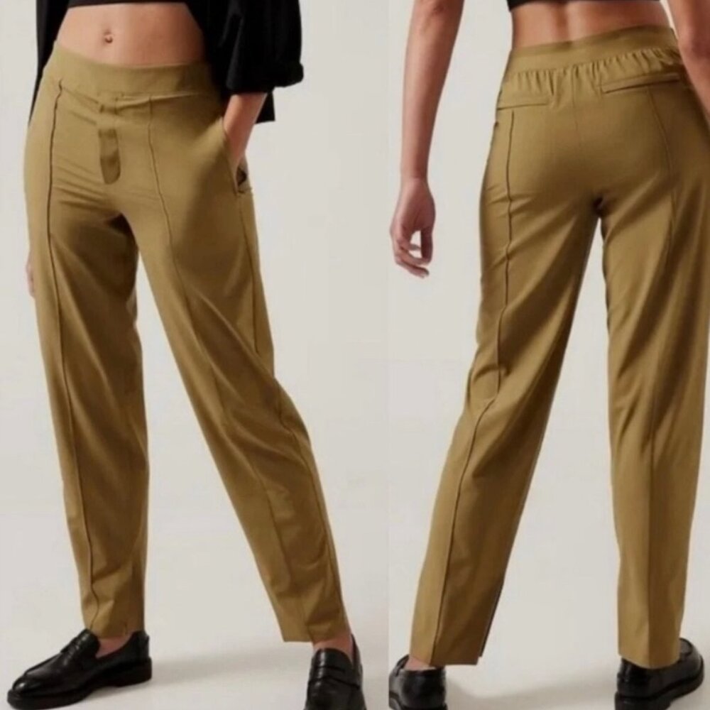 NWT Athleta Vienna Slim Pant in Tapestry Gold/Olive Green, Size 6